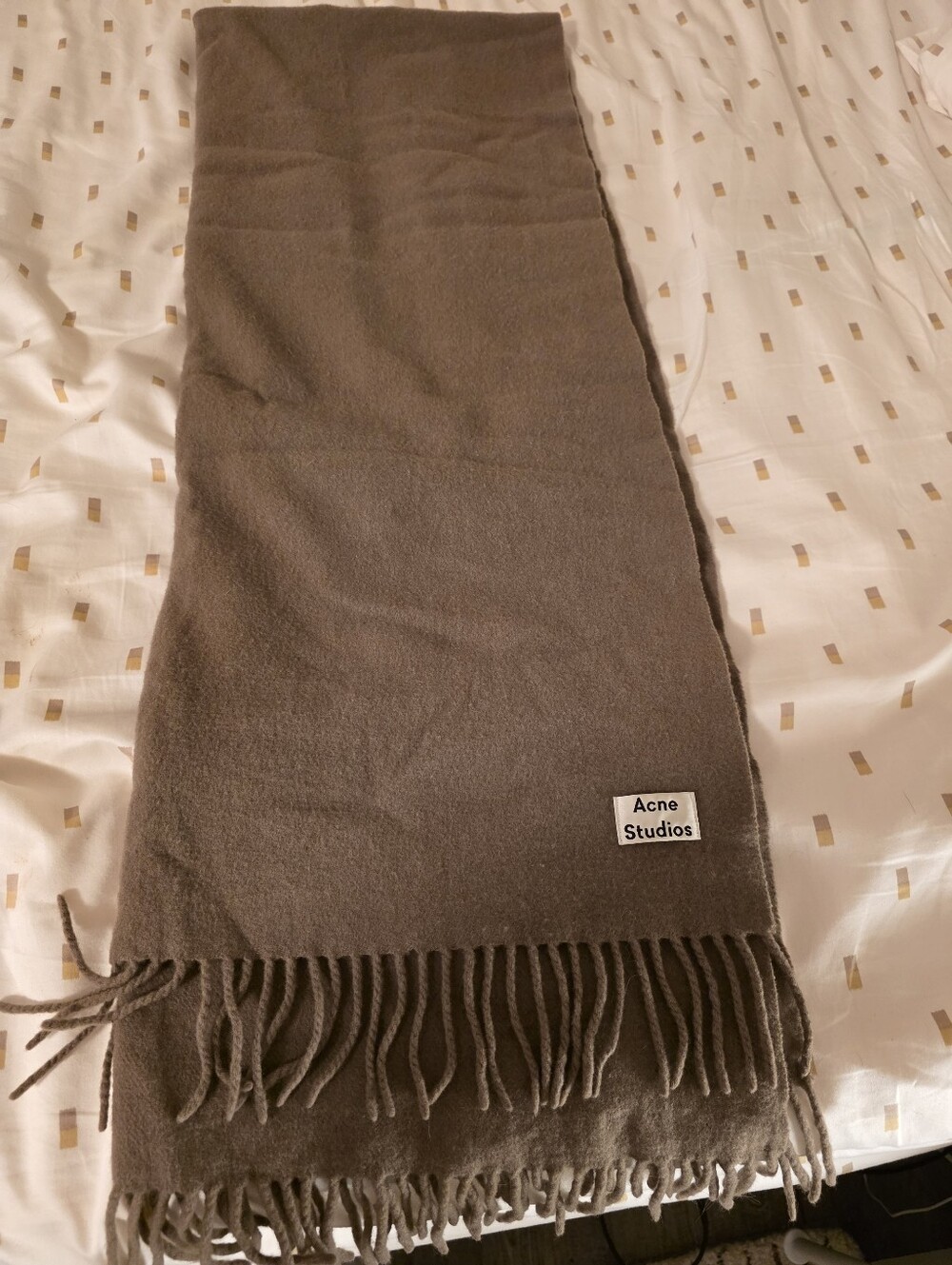 Acne Fringe Wool Scarf Brown